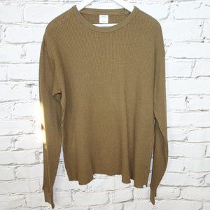 Urban Outfitters Waffleknit Brown Green Long Sleeve Shirt